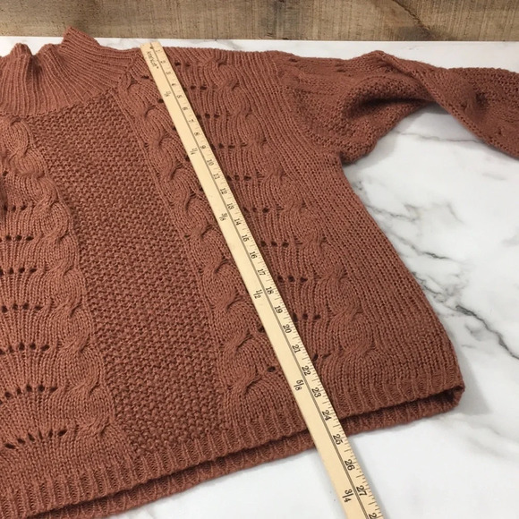 Earthbound Brown Knit‎ Turtleneck Sweater Womens XL Acrylic Open Knit - Picture 8 of 9